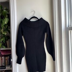 Fashion Nova Black Off-the-Shoulder Sweater Dress